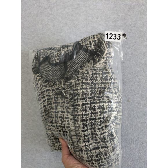 Lane Bryant Tweed Blazer Women's Size 18 Blackβ White Pattern Trim Buttoned Down - Picture 11 of 11